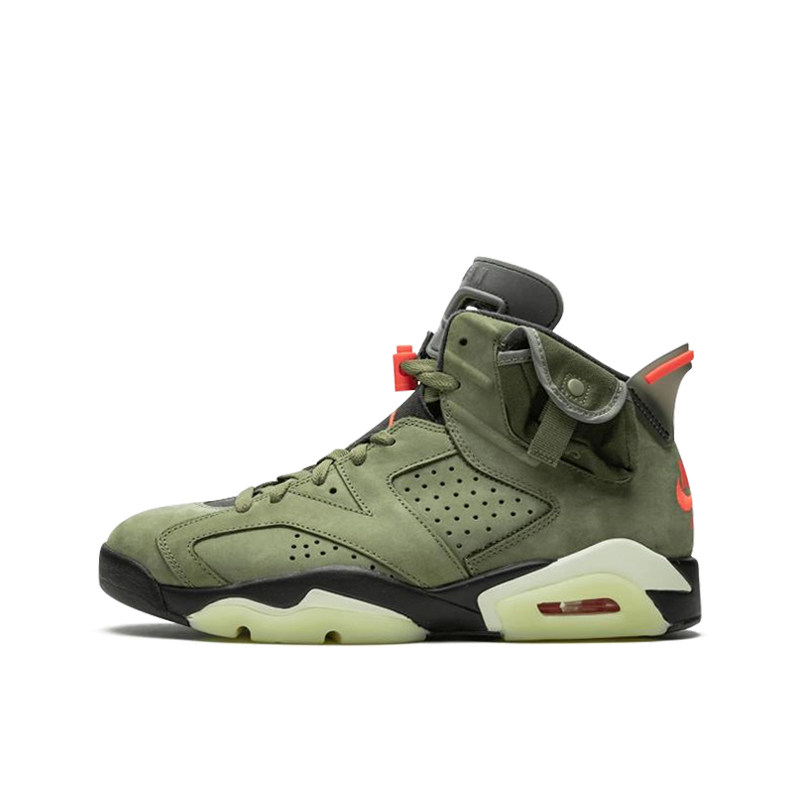 酷动airjordanaj6ts联名军绿夜光鬼脸篮球篮球鞋