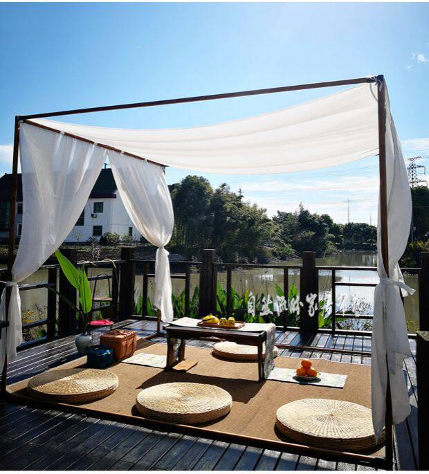 移动茶室茶寮实木木杆网红拍照户外野餐活动蚊帐