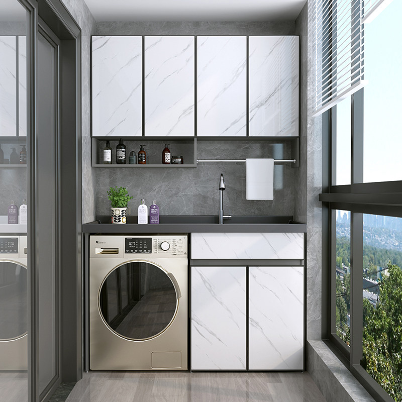 太空一体脸盆洗手搓板伴侣石池槽石英组合机柜浴室柜组合