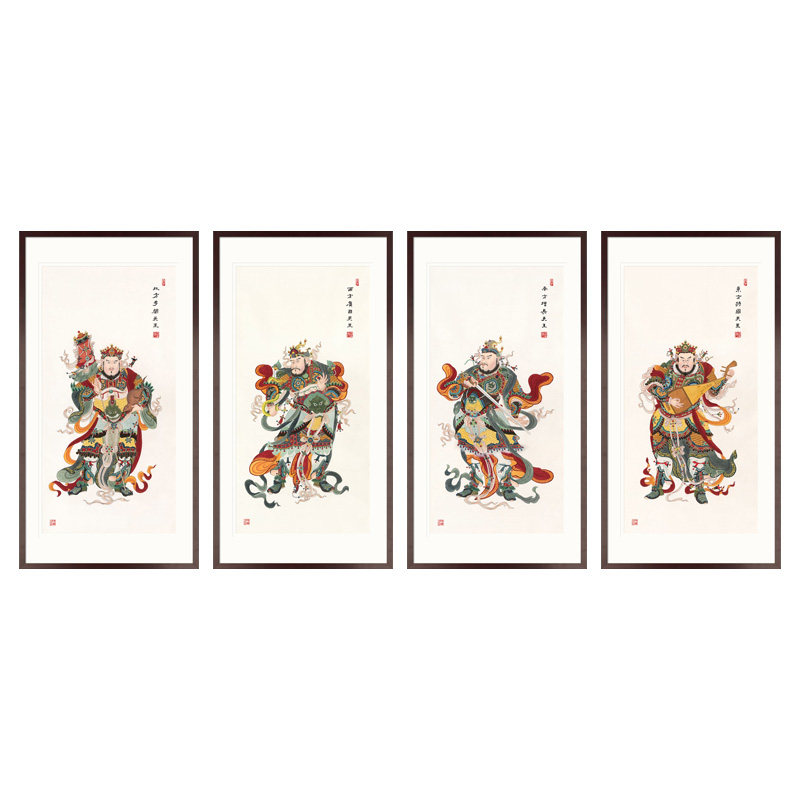 工笔人物佛像国画四大天王金刚菩萨画像玄关佛堂国画