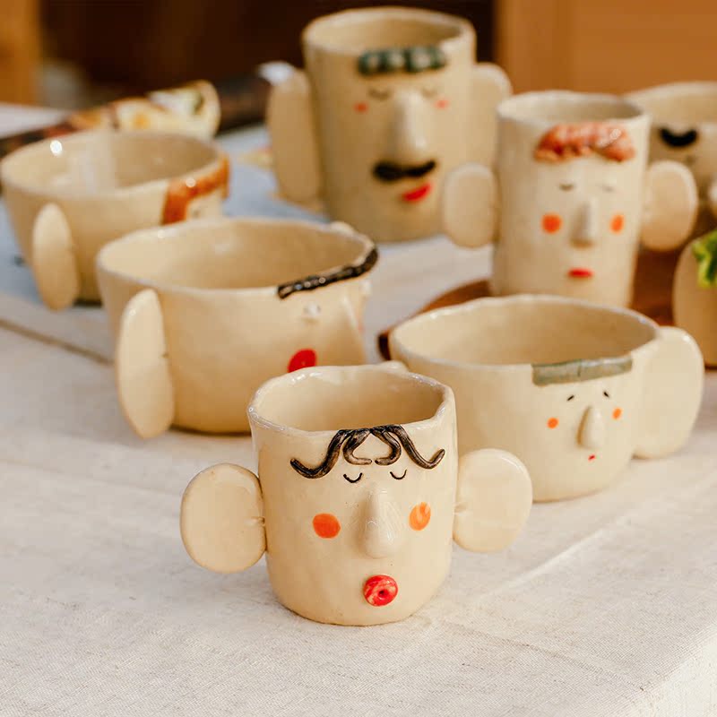 原来泥小原创手工个性马克陶瓷水杯卡通咖啡杯马克杯