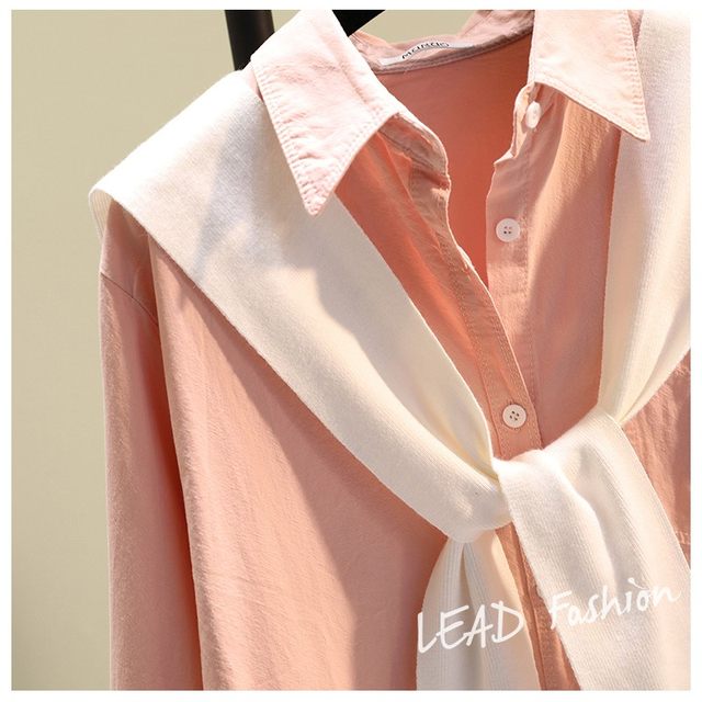 Pink shawl mid-length shirt skirt female 2020 autumn new Korean loose casual shirt can wear cardigan Pink shawl mid-length shirt skirt female 2020 autumn new Korean loose casual shirt can wear cardigan