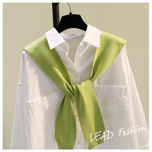 Avocado green shawl cotton and linen white shirt female 2020 autumn new casual two-pocket shirt jackets Avocado green shawl cotton and linen white shirt female 2020 autumn new casual two-pocket shirt jackets
