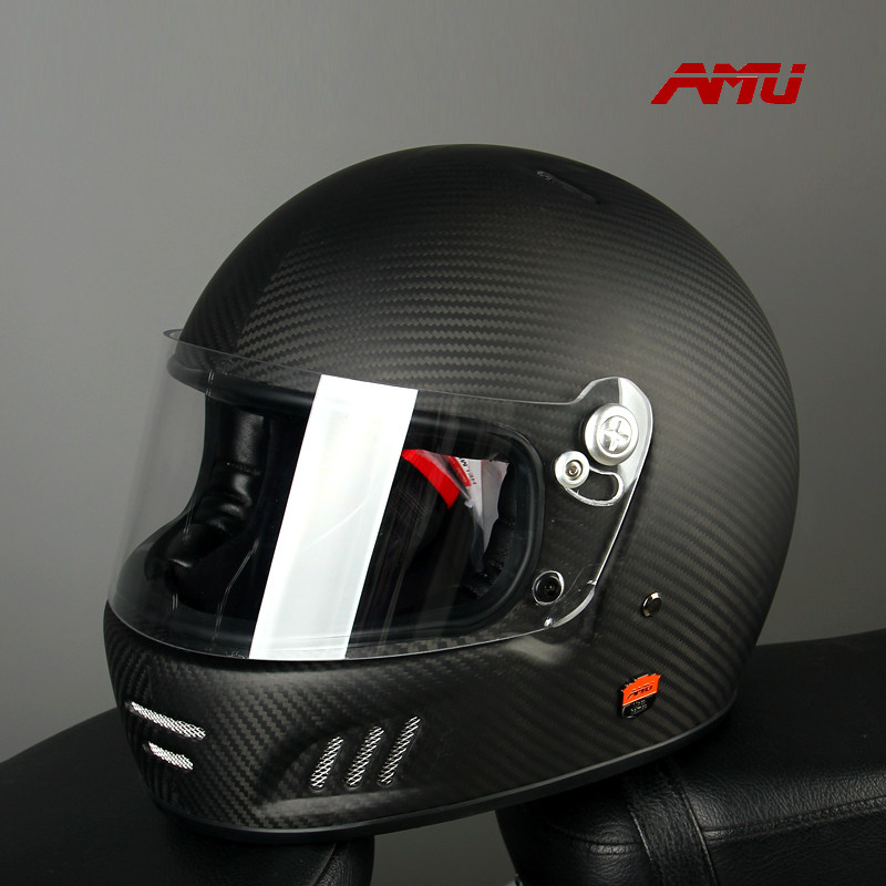 头盔复古amu摩托车男女夏季碳纤全盔哈雷个性摩托车头盔