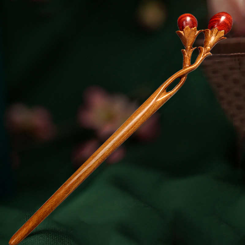 发簪绿檀木质古典束发中国国风木簪古风百搭发饰