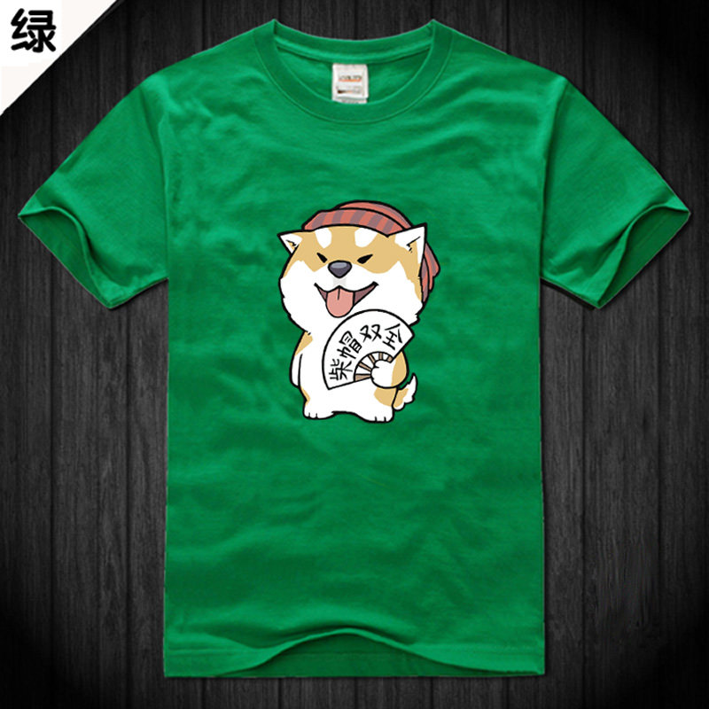 柴帽宽松文化衫汗衫短袖圆领休闲双全纯棉绿色t恤