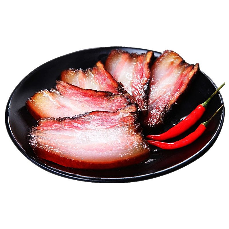 陕西汉中特产宁强腊肉农家自制柴火烟熏五花肉500g土猪肉镇巴腊肉