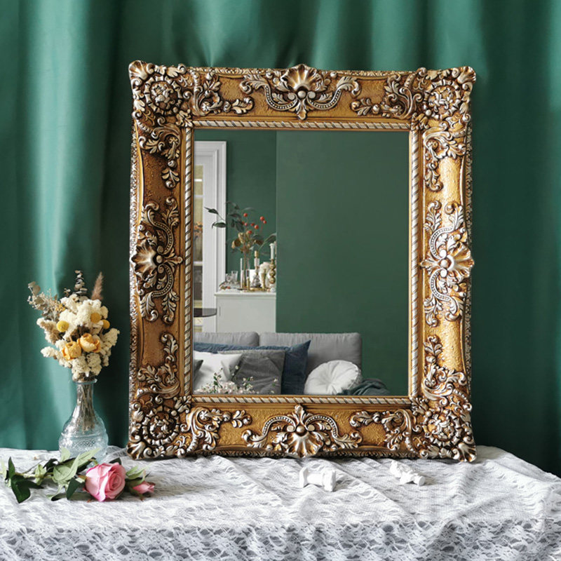 欧式复古浴室艺术镜框玄关挂镜雕花厕所卫生间浴室镜