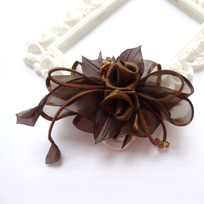 夹子飘带发饰中老年头饰发夹花朵蝴蝶结八字新款发饰