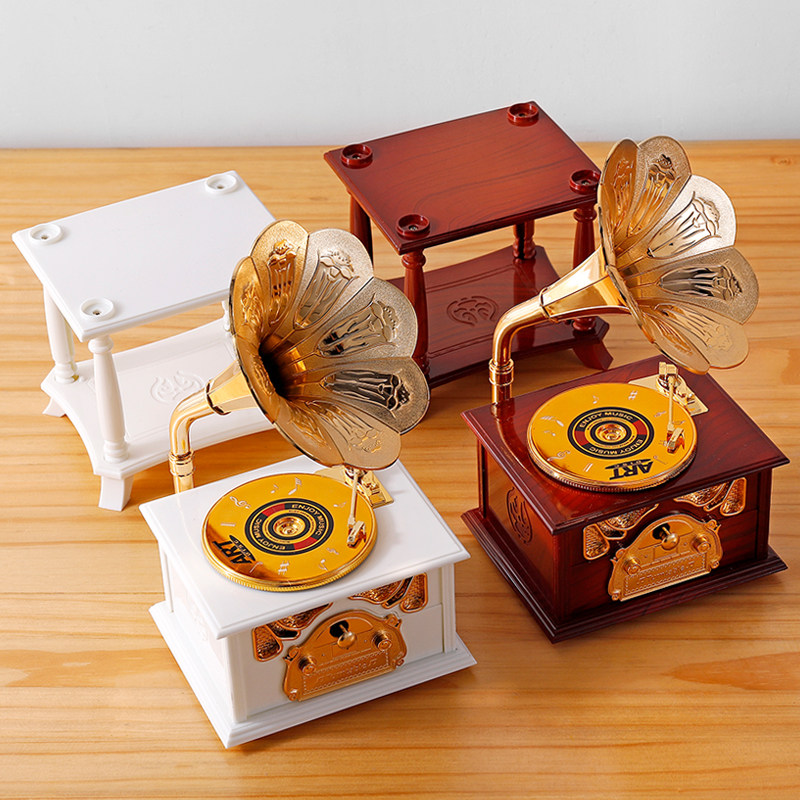 欧式古典立式唱片留声机音乐盒八音盒家居玄关酒柜音乐盒