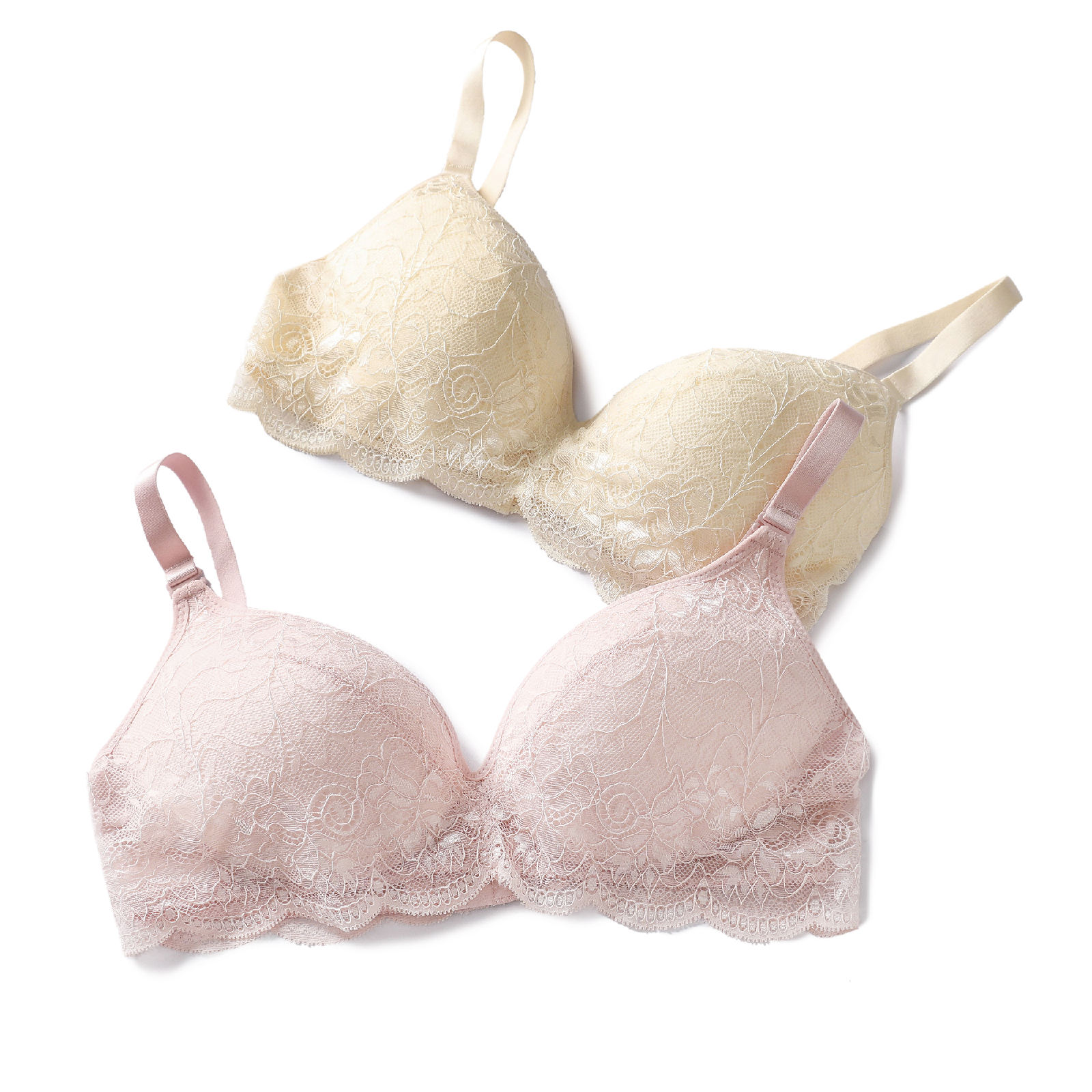 hanamoli桑蚕丝内衣无钢圈春夏透睡眠气薄款真丝胸罩蕾丝聚拢文胸