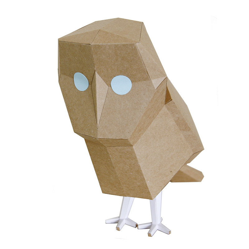 北欧简约几何立体猫头鹰动物摆件纸模手工diy摆件