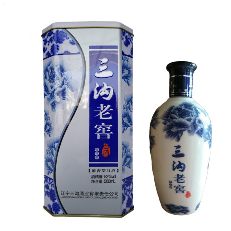 三沟白酒老窖青花韵52度整箱6瓶x500ml浓香香型白酒
