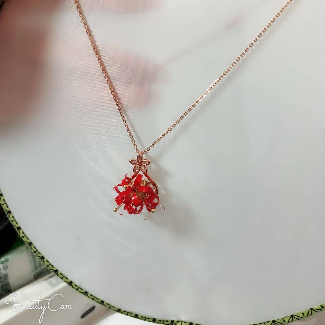 彼岸花项链吊坠18k高品质曼珠沙华饰品项坠