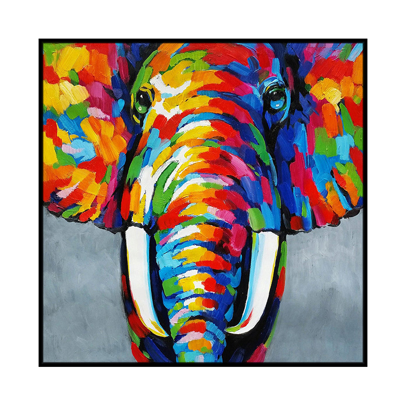 手绘油画画艺术动物卡通抽象现代简约儿童房挂画客厅油画