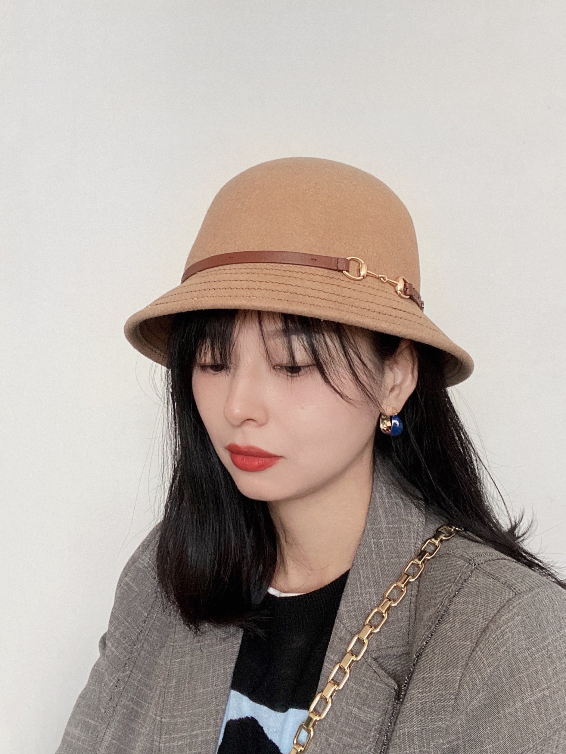 简约造型法式呢帽毛呢帽时髦秋冬设计子女帽子帽子