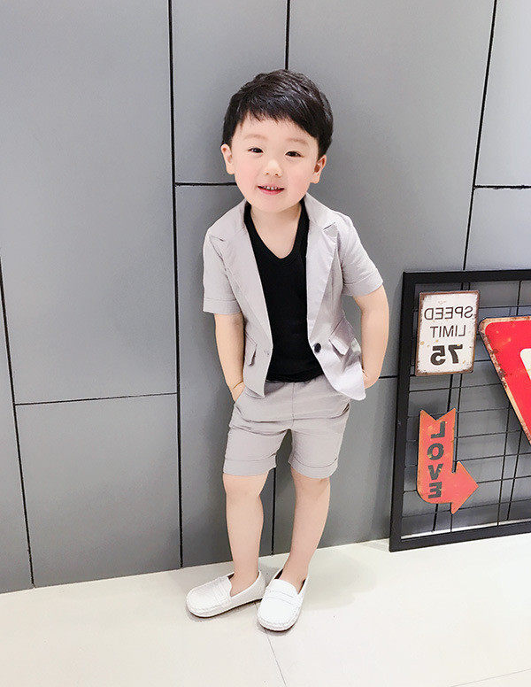 小童夏装男洋气帅气宝宝儿童男装时尚夏季小孩男童西服装套装夏天