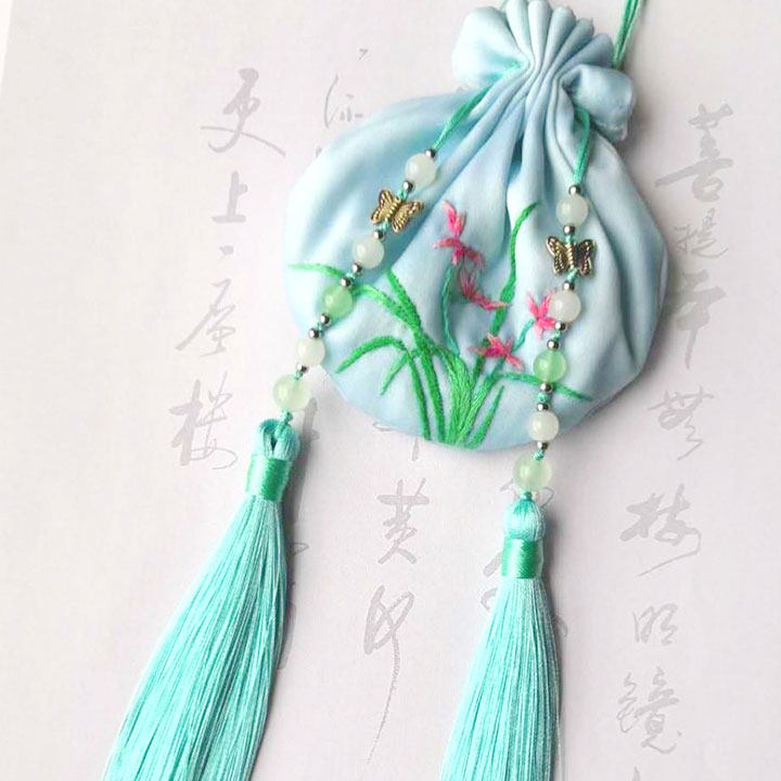 古风包兰花定制刺绣兰花材料礼物diy香囊手工香包