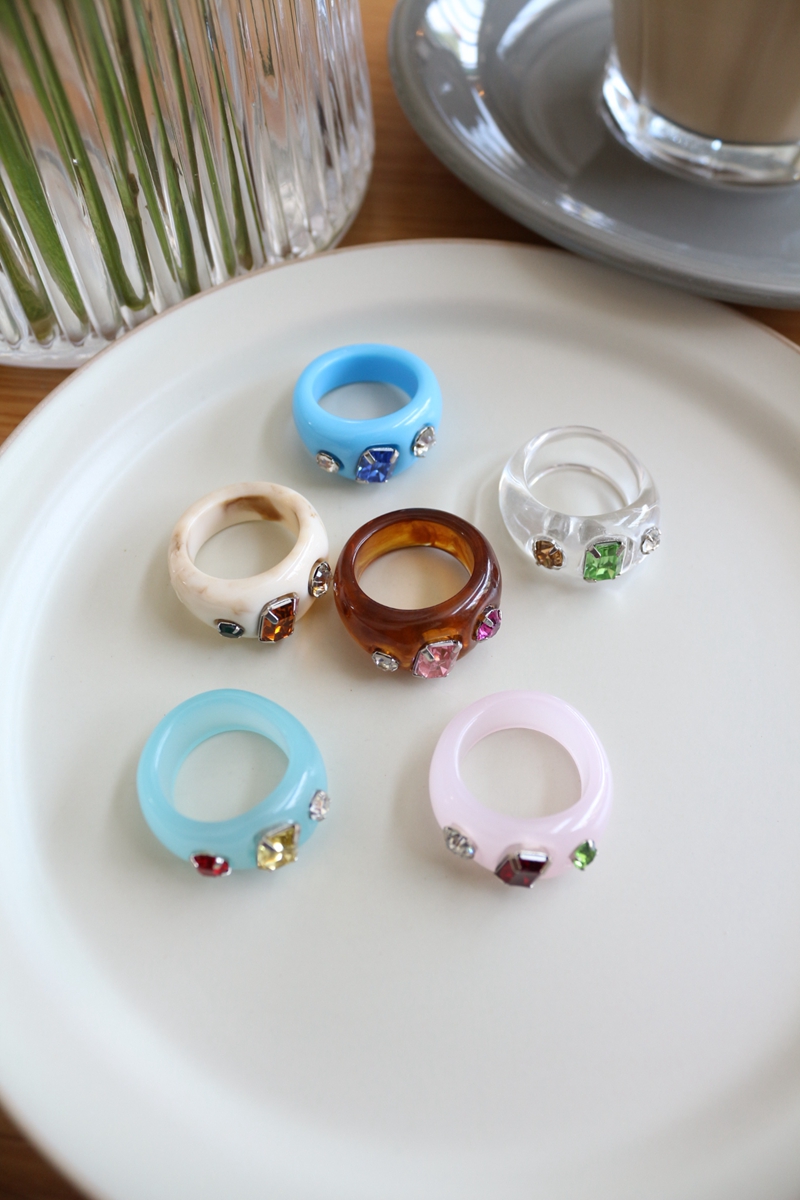 可爱糖果色镶钻食指戒指2021年新款时尚个性指环戒指