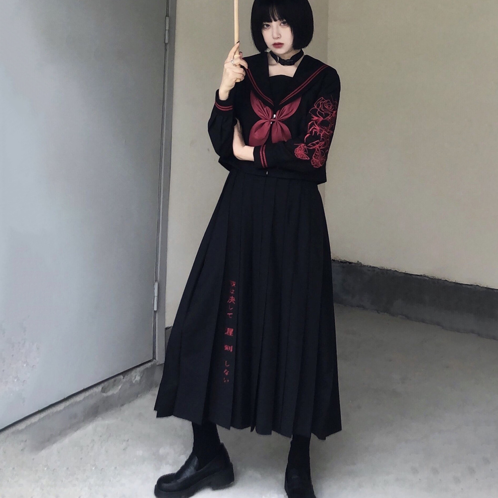 jk制服裙学院风原创鬼玫蝶不良少女秋冬学生装现货