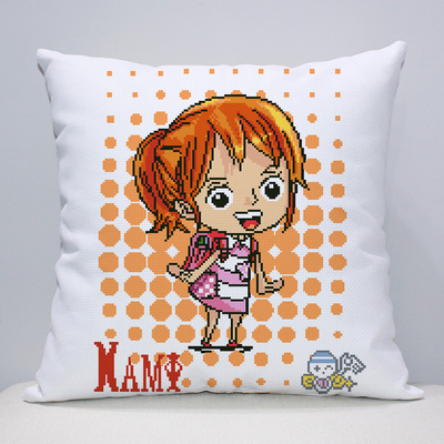 抢券活动仅剩00:00:00卡通动漫海贼王十字绣抱枕路飞娜美情侣抱枕一对