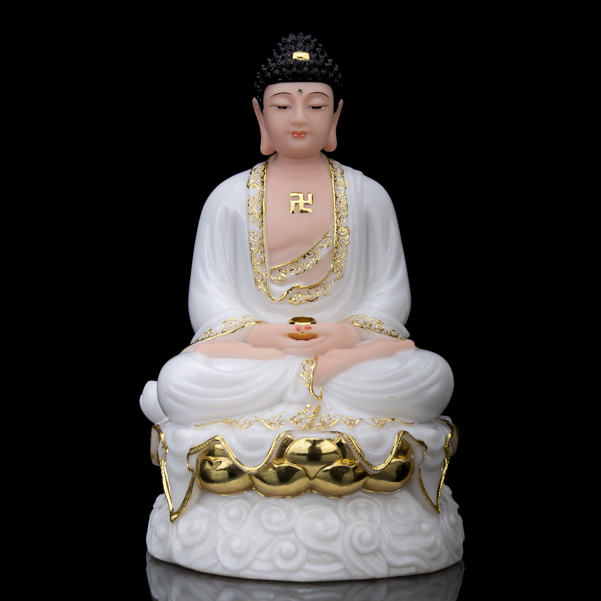 佛像三宝释迦牟尼阿弥陀药师如来佛工艺品合成汉白玉摆件摆件