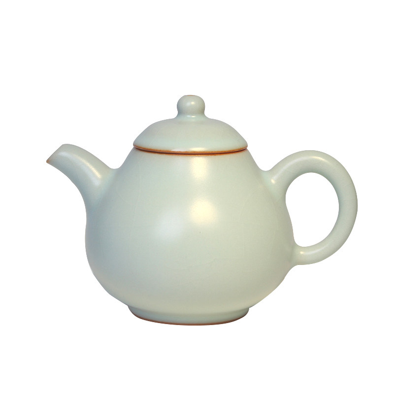 台湾醇品雅集汝窑天青色梨型汝瓷茶壶开片陶瓷茶具茶壶