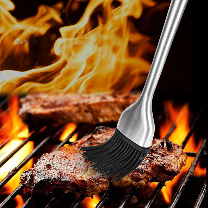 杜博 耐高温硅胶刷食品级烧烤刷油刷烙饼刷不锈钢厨房刷油烘焙刷_双氙