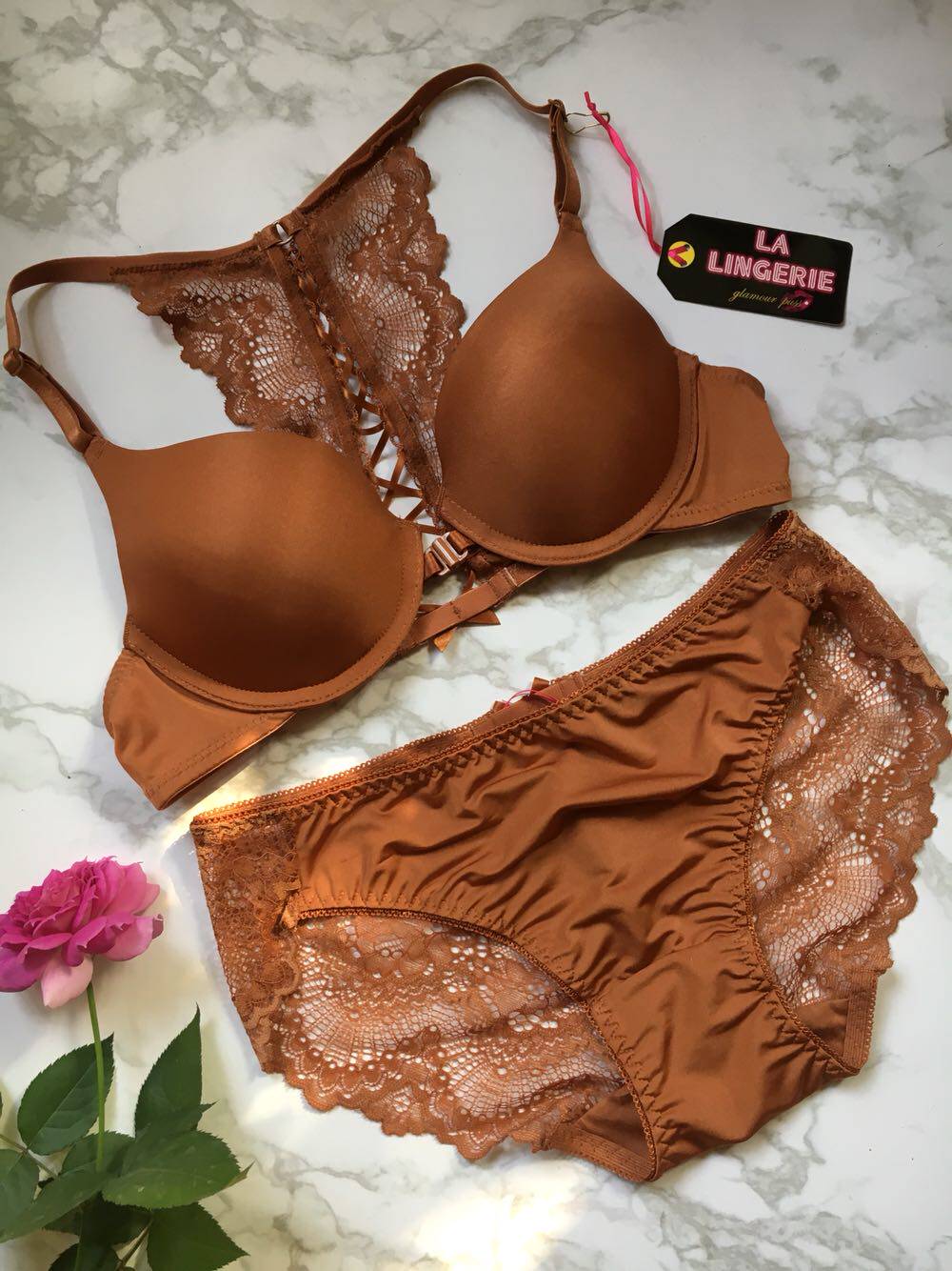 包邮韩国正品现货lalingerie光面面前扣小加厚文胸套装