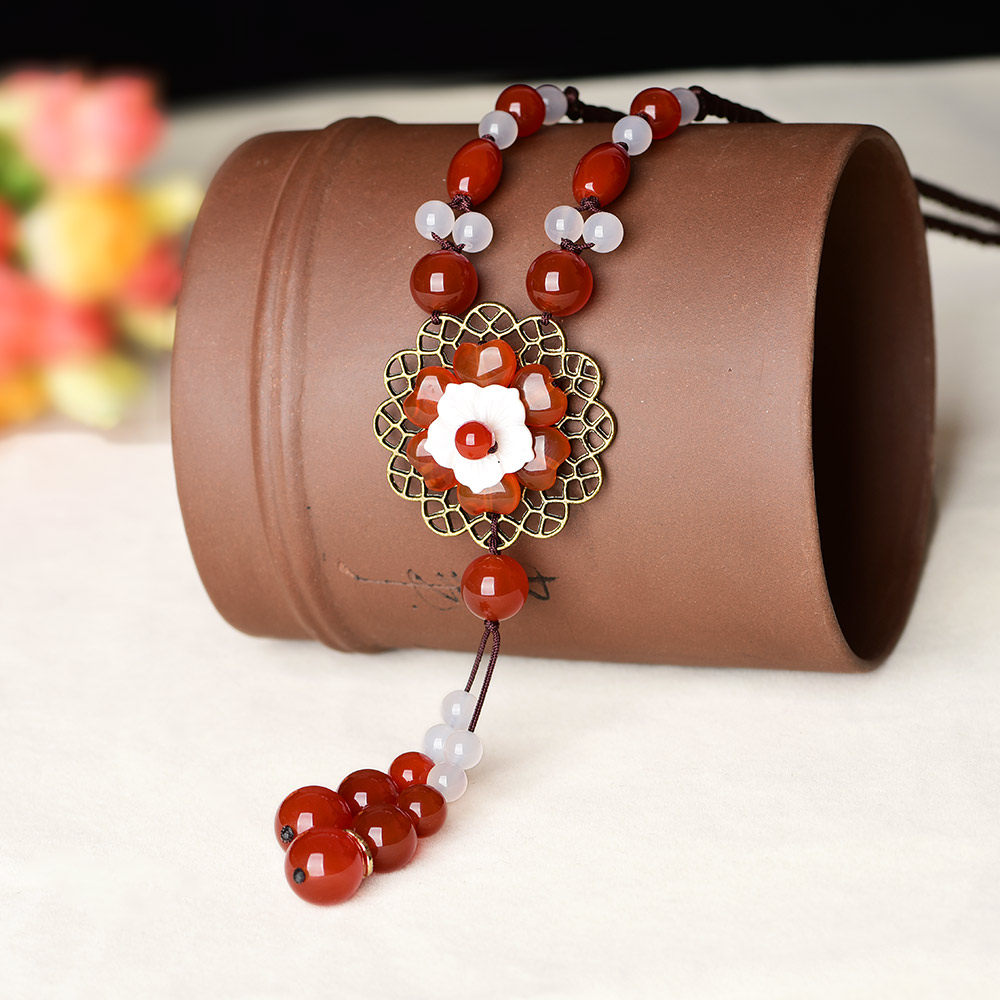 配饰玛瑙毛衣链长款项链民族风挂件大气简约秋冬项链