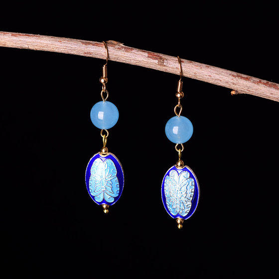 National Scenery Thai Blue Ear Women's Retro Classic Simple Temperament Earriers Jewelry Jewelry Towers and accessories cheongsam National Scenery Thai Blue Ear Women's Retro Classic Simple Temperament Earriers Jewelry Jewelry Towers and accessories cheongsam
