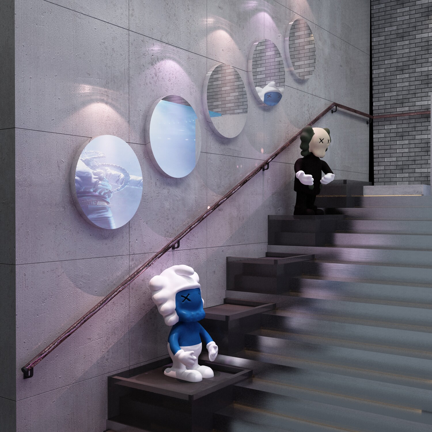 克莱因蓝墙网红打卡背景拍照区布置酒吧装饰品场景软装墙贴