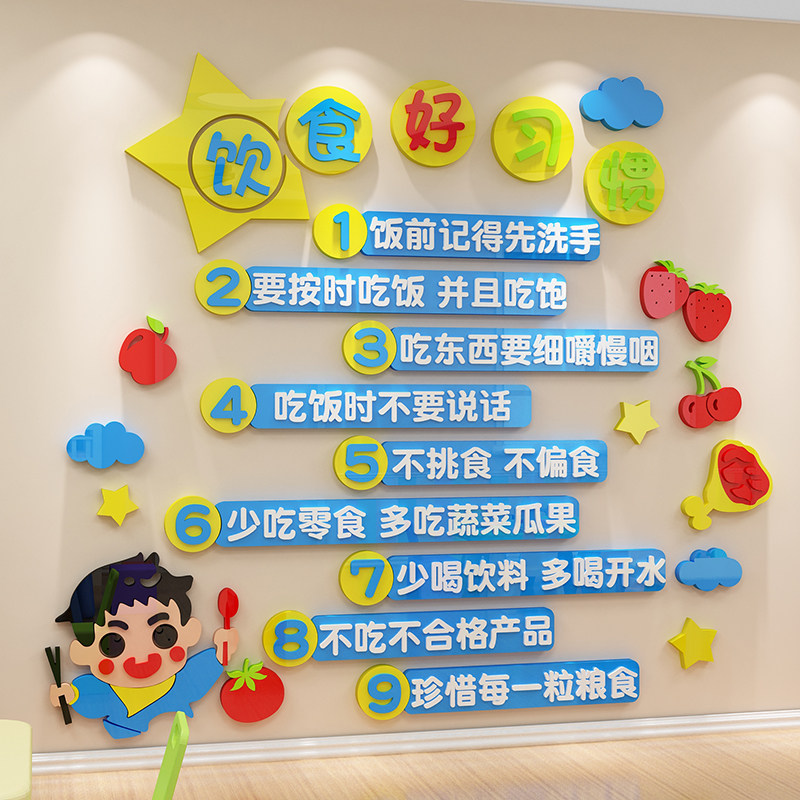 宝宝饮食好习惯墙贴画面装饰幼儿园食谱展示板栏墙贴