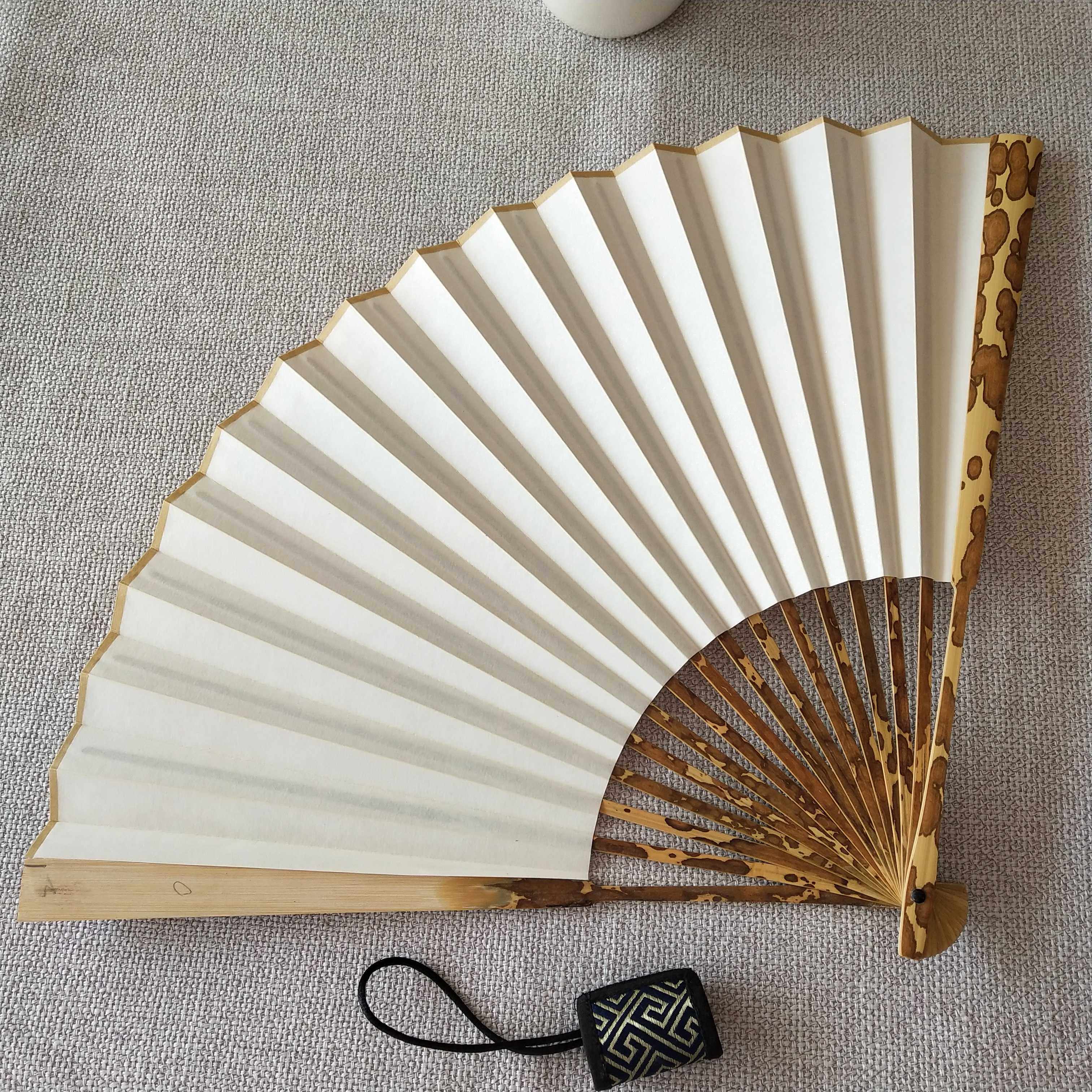 95寸16方青梅斑竹折扇苏工老艺人手工精制空白扇子