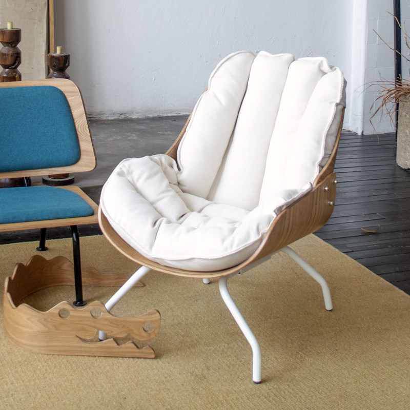 沙发祁人设计师白色转椅单人木质现代简约老虎躺椅沙发椅