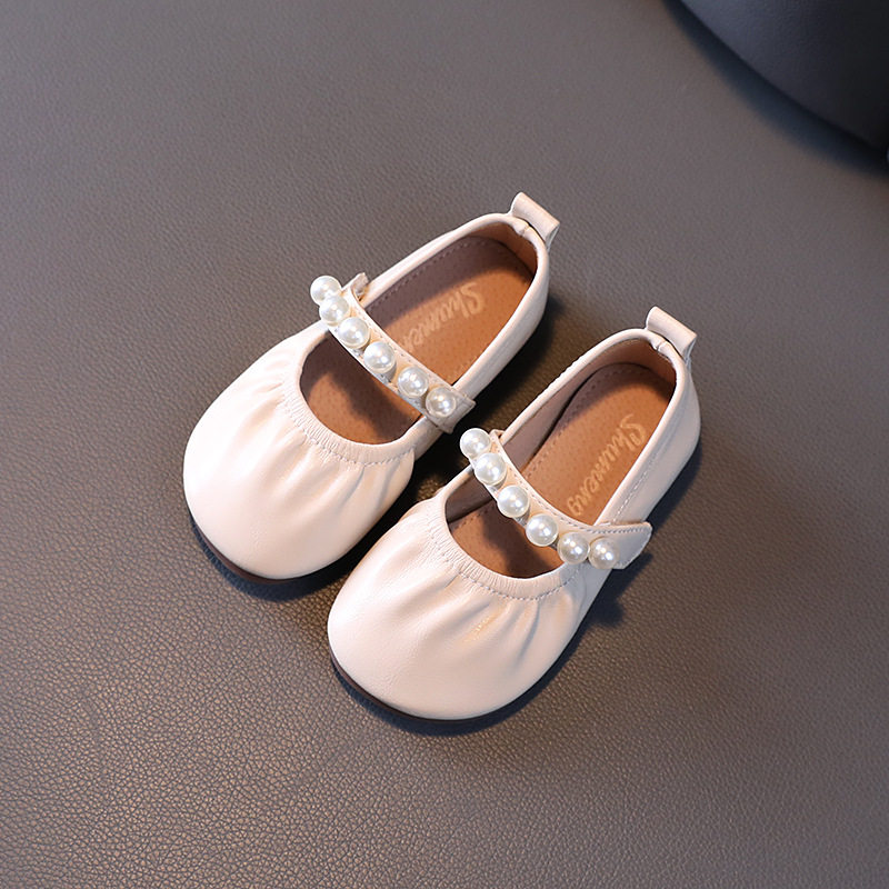 洋气黑色皮鞋女童小宝宝公主褶皱小童软底幼儿皮鞋