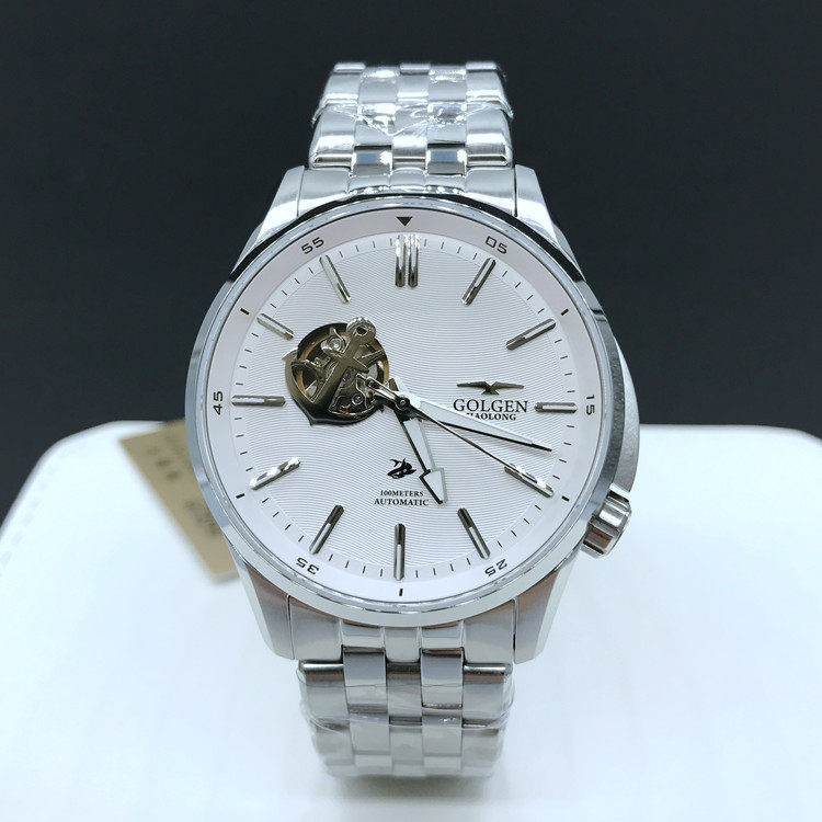 正品古尊蛟龙号手手表黑色精钢镂空夜光机械表国产腕表