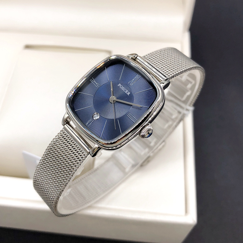 正品宝时捷手表女表超薄方盘新款日历复古情侣表男石英表皮带8275