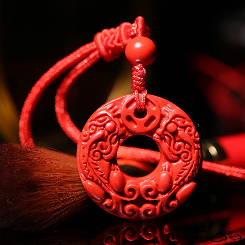 开光天然红朱砂貔恘吊坠男女貔貅项链本命年辟邪化太岁平安扣挂件