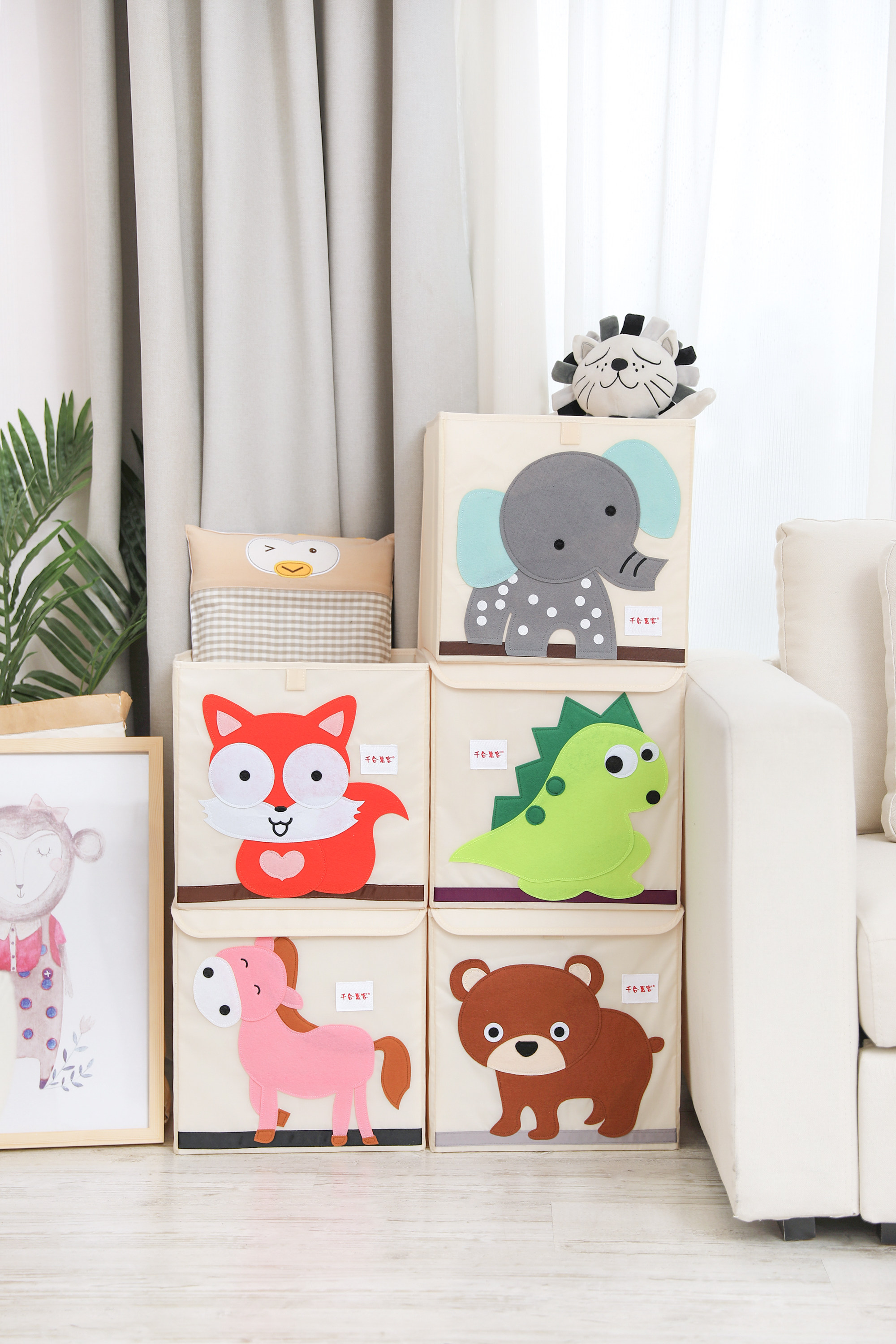 可水洗卡通玩具布艺折叠箱筐整理箱_收纳箱_千合惠客收纳整理 - 值得