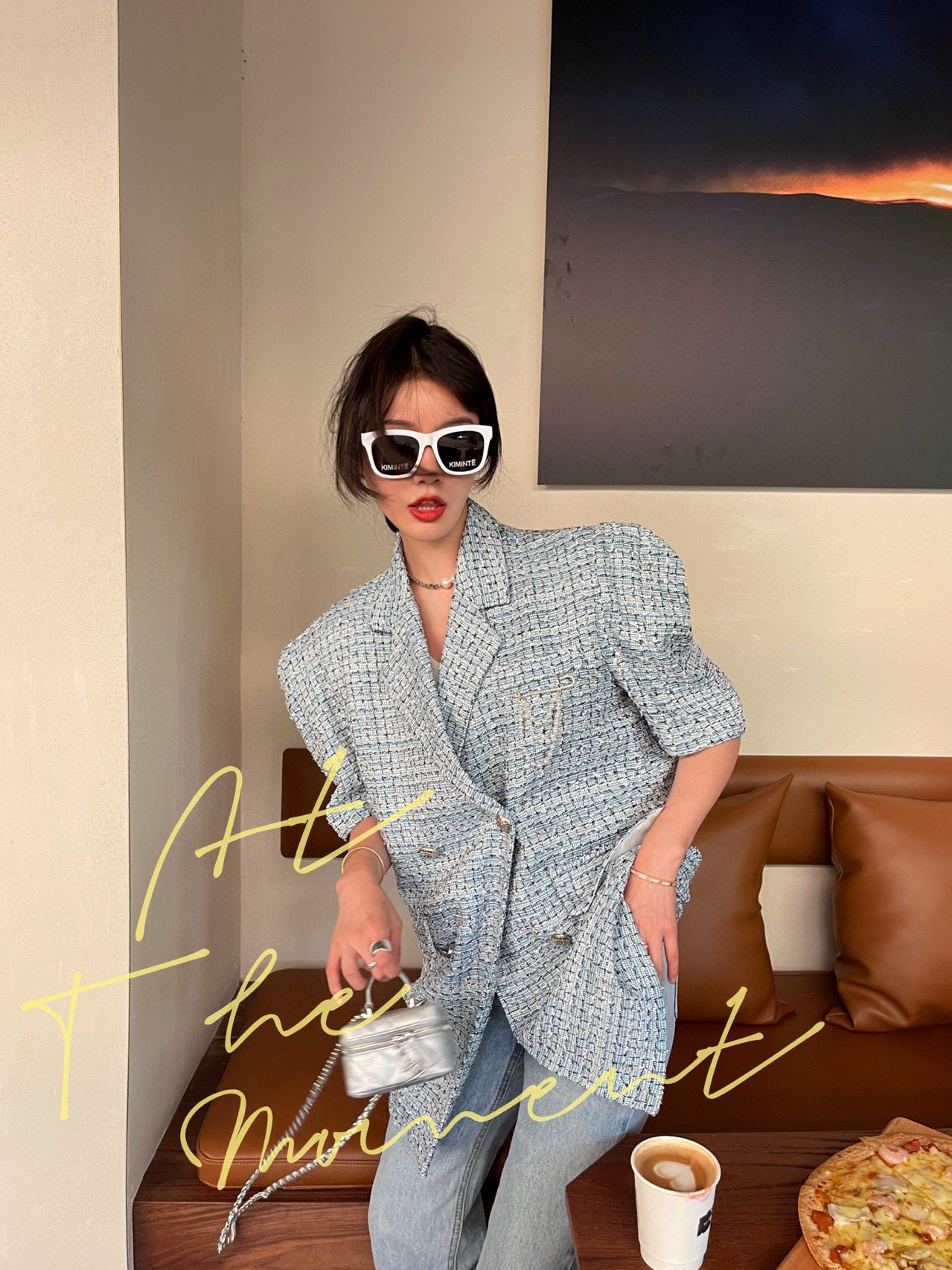 墨镜maisonkimhekim2021ss新品白色logo小红网红抖音太阳眼镜