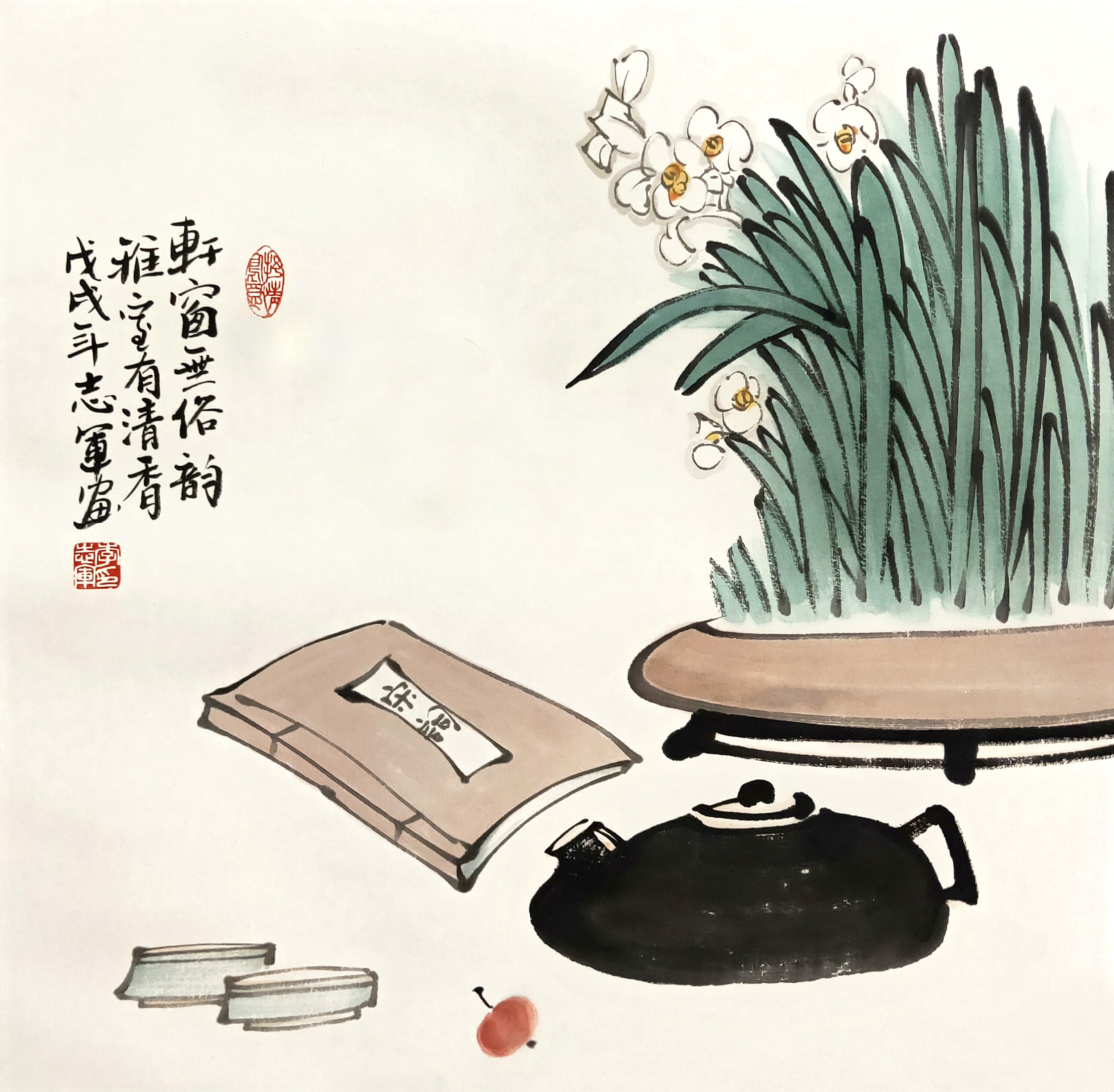 手工国画花鸟画斗方小品兰花书房装饰画玄关餐厅国画