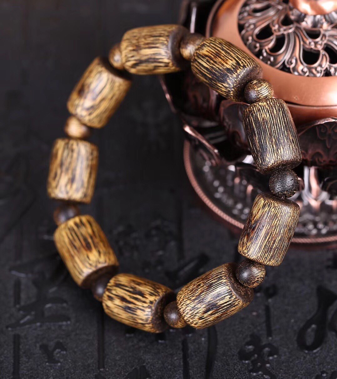 正品柬埔寨金丝沉香手链老料桶珠型菩萨棋男女款手链