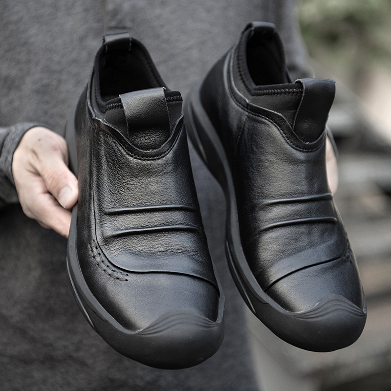 新款真皮男鞋头层牛皮百搭商务休闲皮鞋一脚蹬透气软底软皮上班鞋