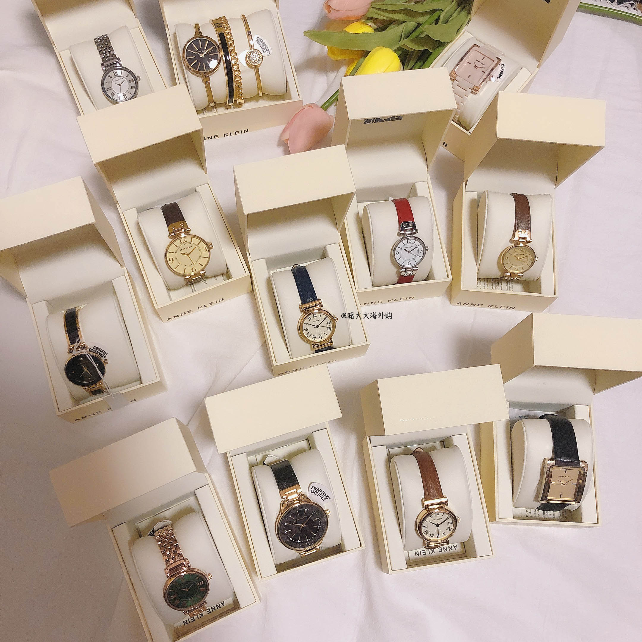 海淘现货Anne Klein女士手表AK复古小方表小绿盘小棕表陈都灵同款