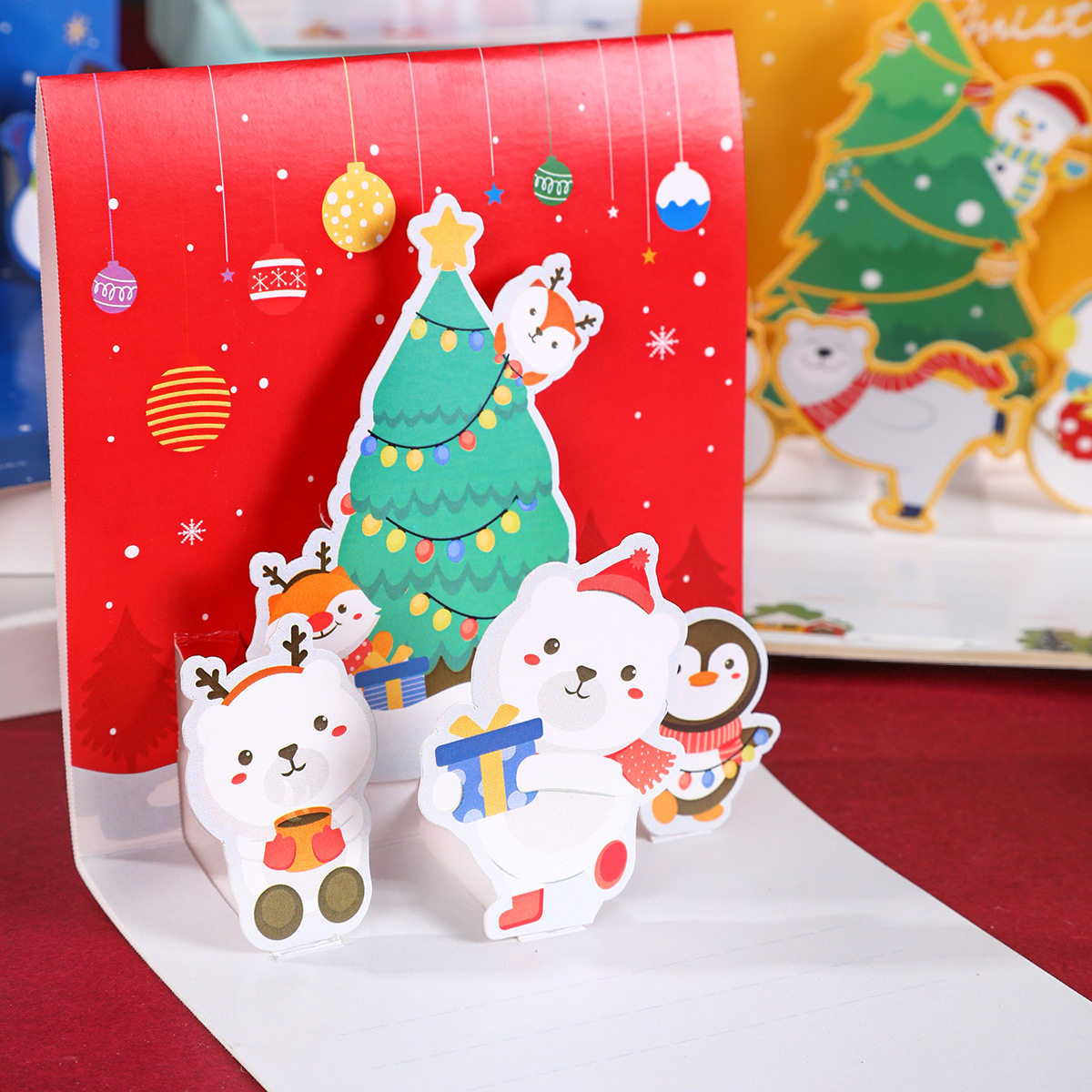 2021新款3d立体圣诞节贺卡潮流创意卡通儿童贺卡