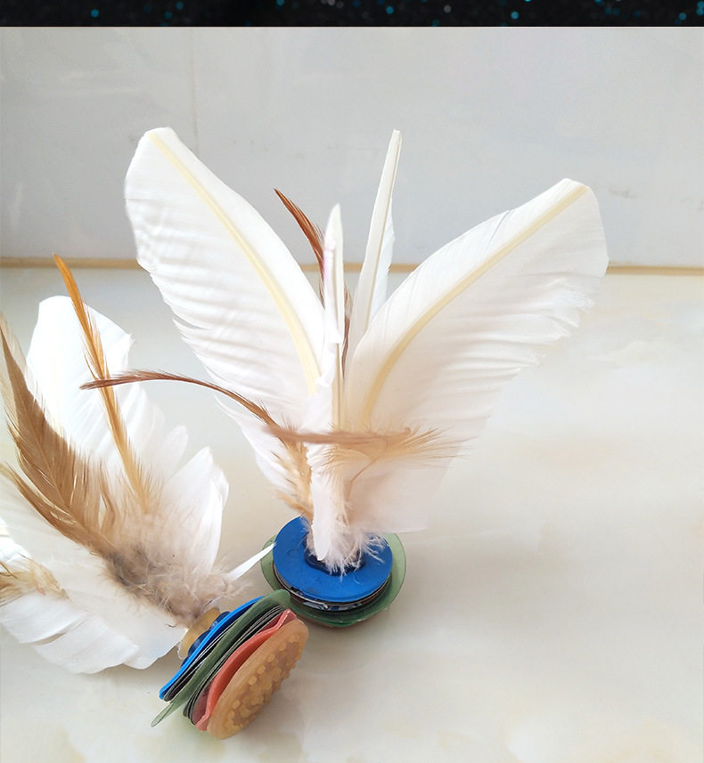 耐踢白翎耐用比赛训练专用白色鹅毛毽子加厚毽子