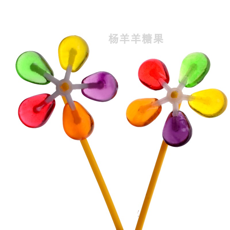 福妞风车糖七彩可旋转棒棒糖批发儿童玩具创意多种口味水果喜糖