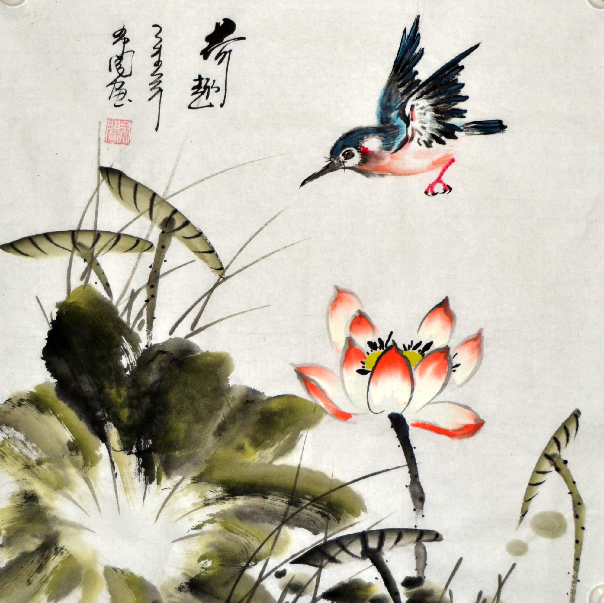 布闻三尺斗方水墨荷花国画花鸟画字画客厅手绘国画