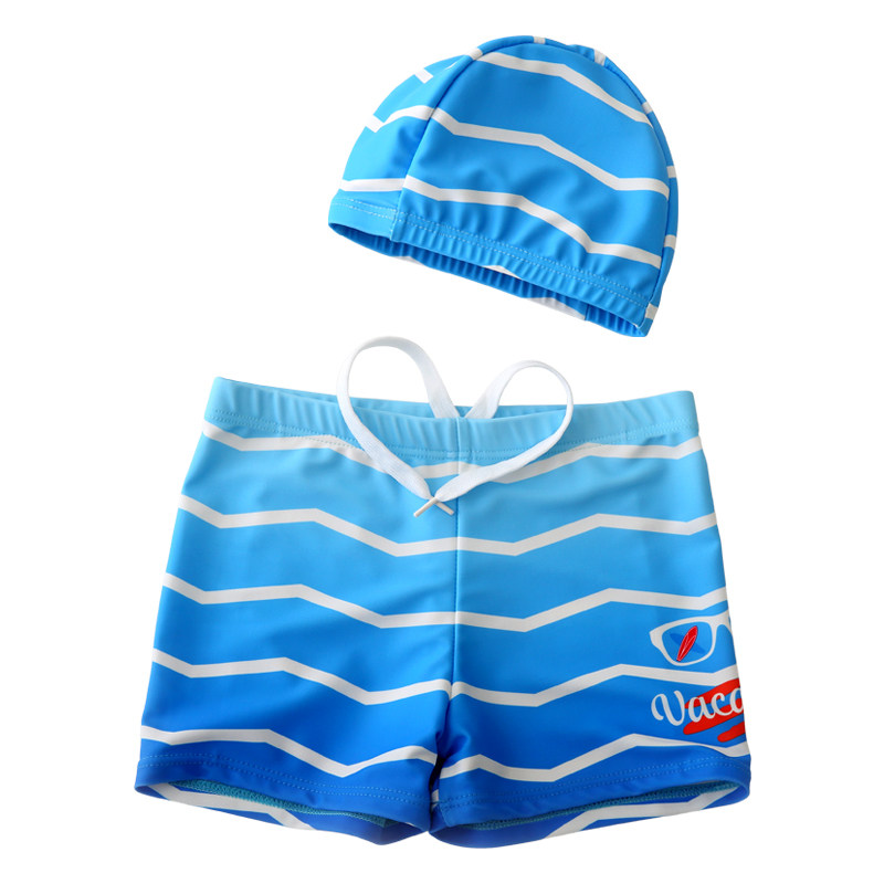 【a类】儿童泳裤男童分体平角游泳衣中大童宝宝泳裤带帽游泳装备